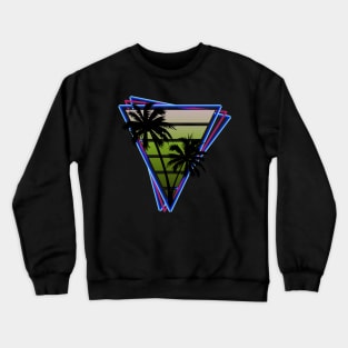 Retrowave style palm tree sunset mean green Crewneck Sweatshirt